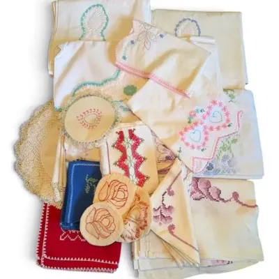 Embroidered Linen Table Clothes, Napkins, & More