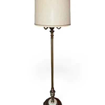 Vintage Brass & Marble 3-Light Torchiere Floor Lamp