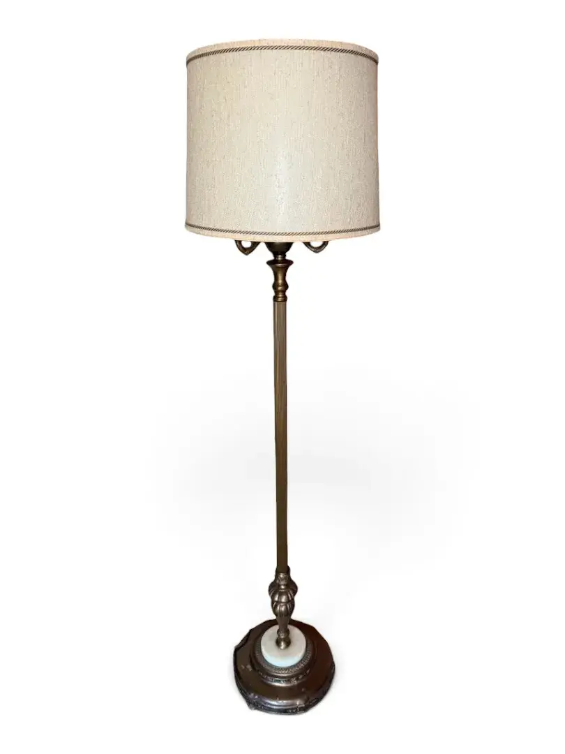 Vintage Brass & Marble 3-Light Torchiere Floor Lamp