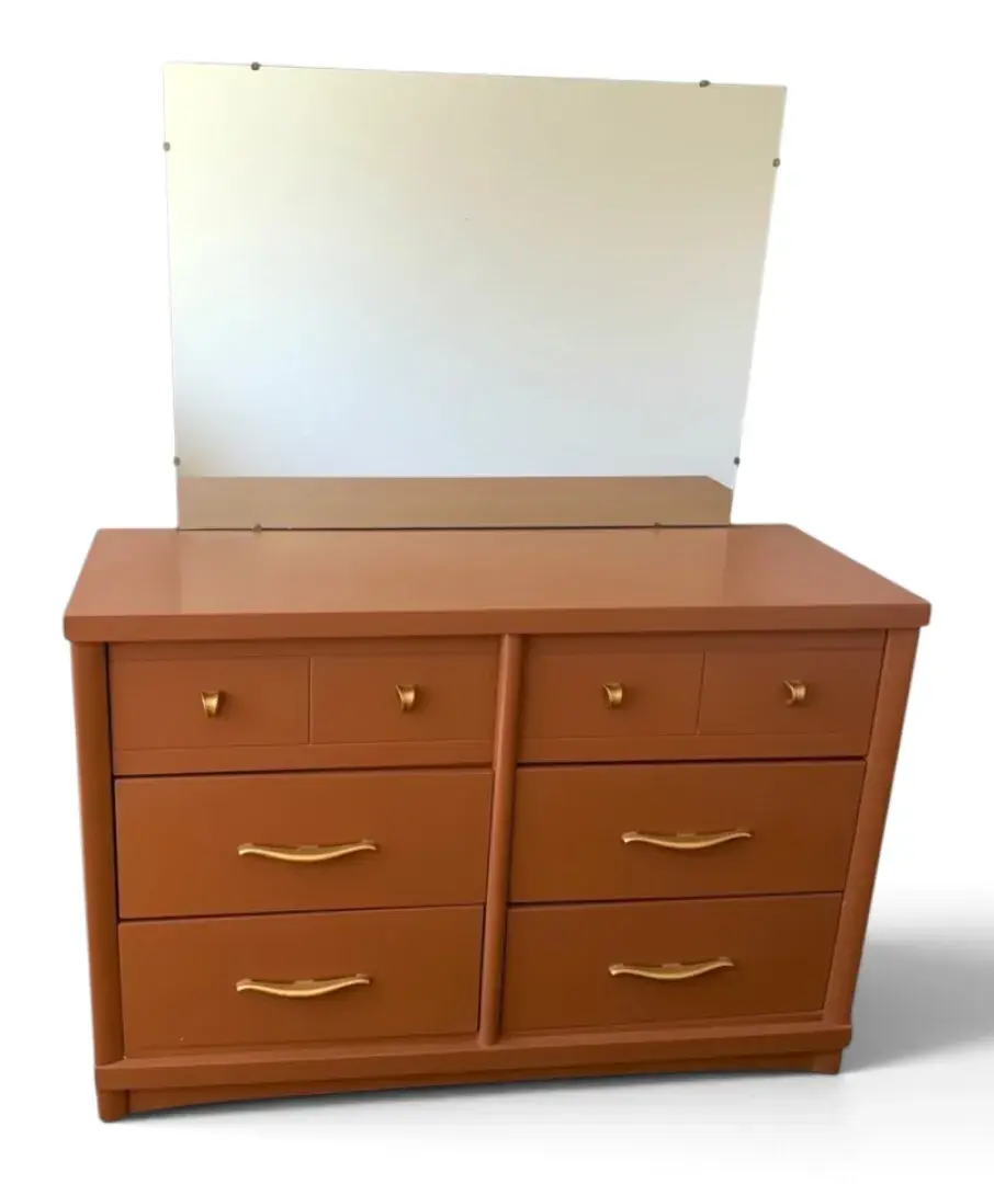 MCM 6-Drawer Painted Wooden Dresser