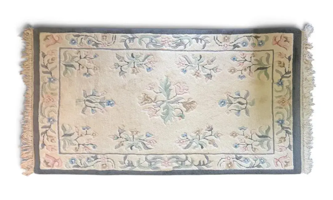 Cream Color Floral Rug (68” X 42”)