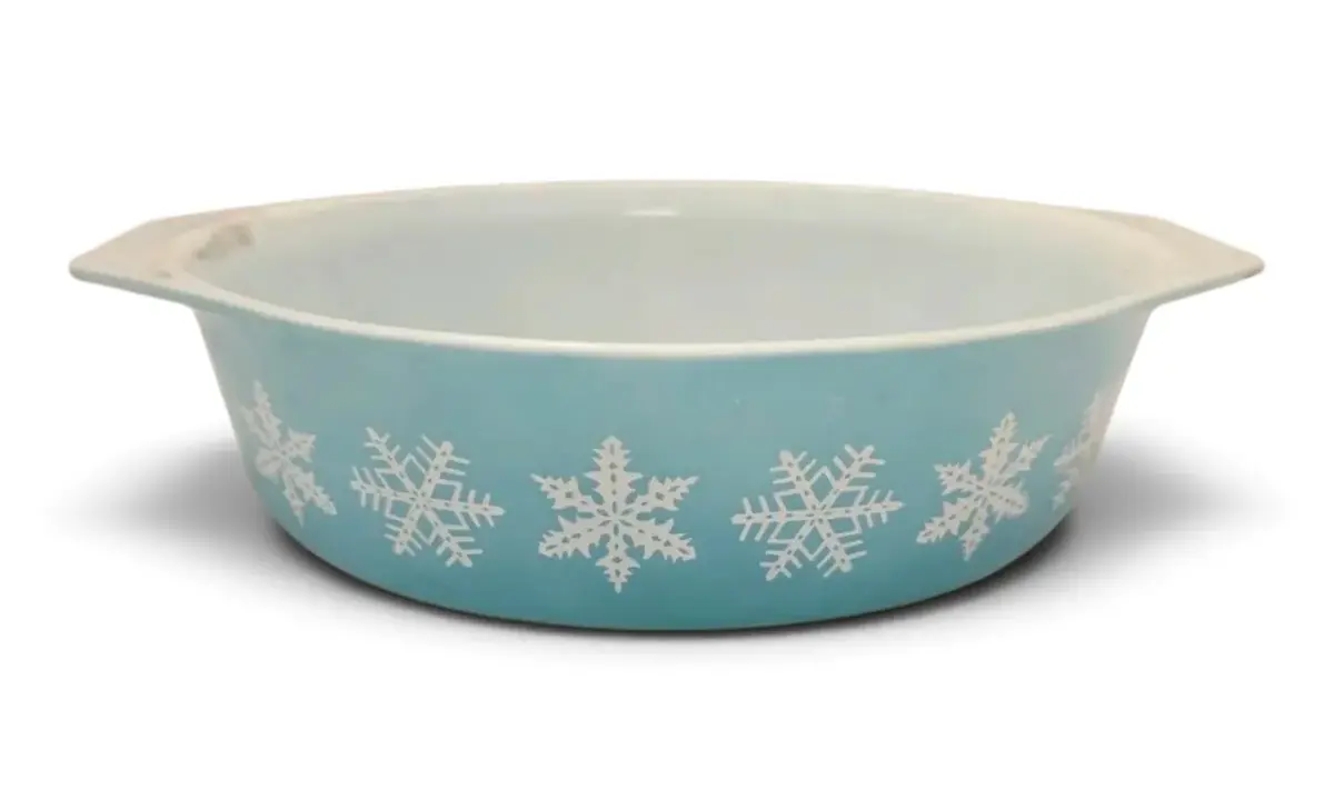 Vintage Pyrex Snowflake Turquoise 2.5 Qt #045 Oval Casserole Dish