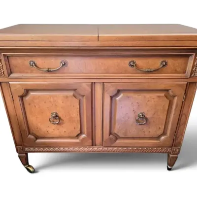 Mount Airy Flip-Top Wooden Bar Sideboard Cabinet On Wheels