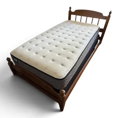 Traditional Wooden Twin Bed Frame w/ Sealy Mattress #1