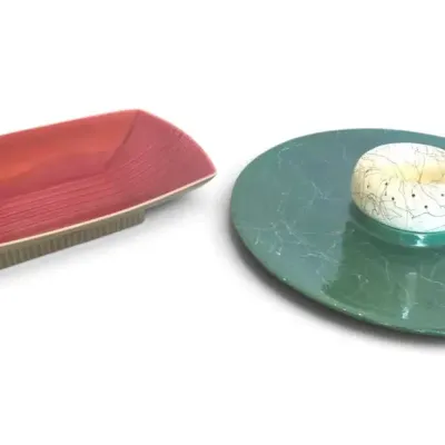 Mid-Century Spaghetti String Serving Platter & Roselane Console Bowl