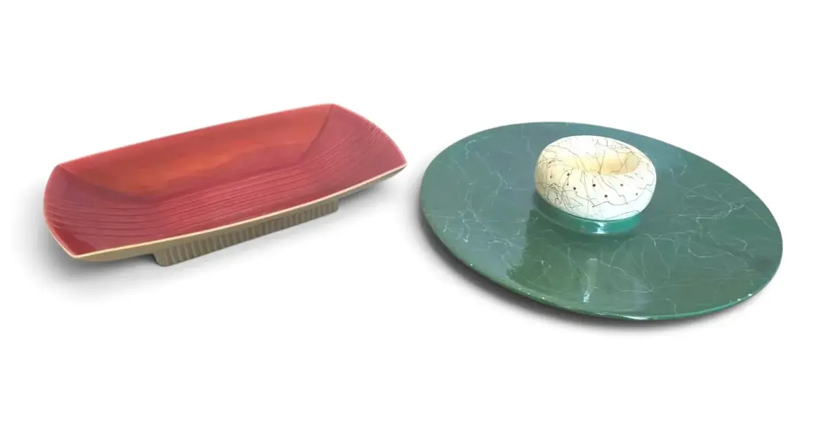 Mid-Century Spaghetti String Serving Platter & Roselane Console Bowl