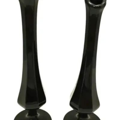 Fenton Black Glass Swung Bud Vases