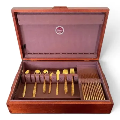 Naken’s Tarnish-Proof Silverware Chest w/ Gold-Toned Flatware Set