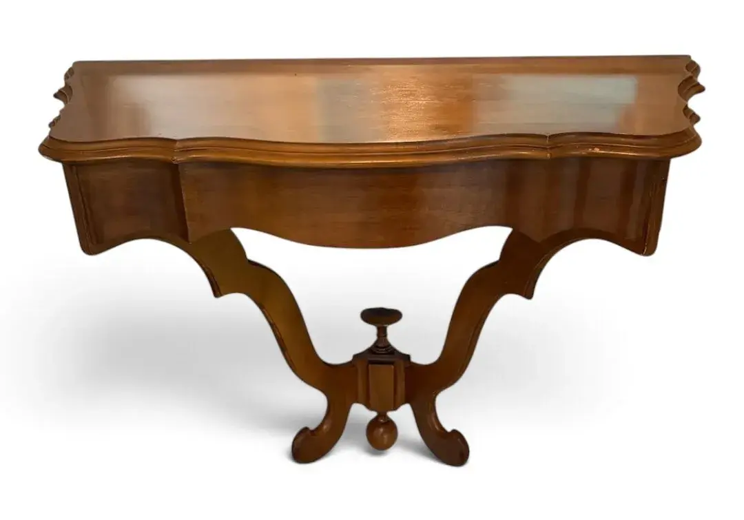 Mahogany Wall-Mounted Scalloped Console Table
