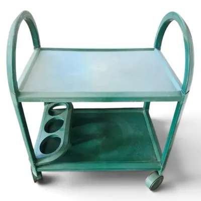 Green Plastic Rolling Outdoor Bar Cart