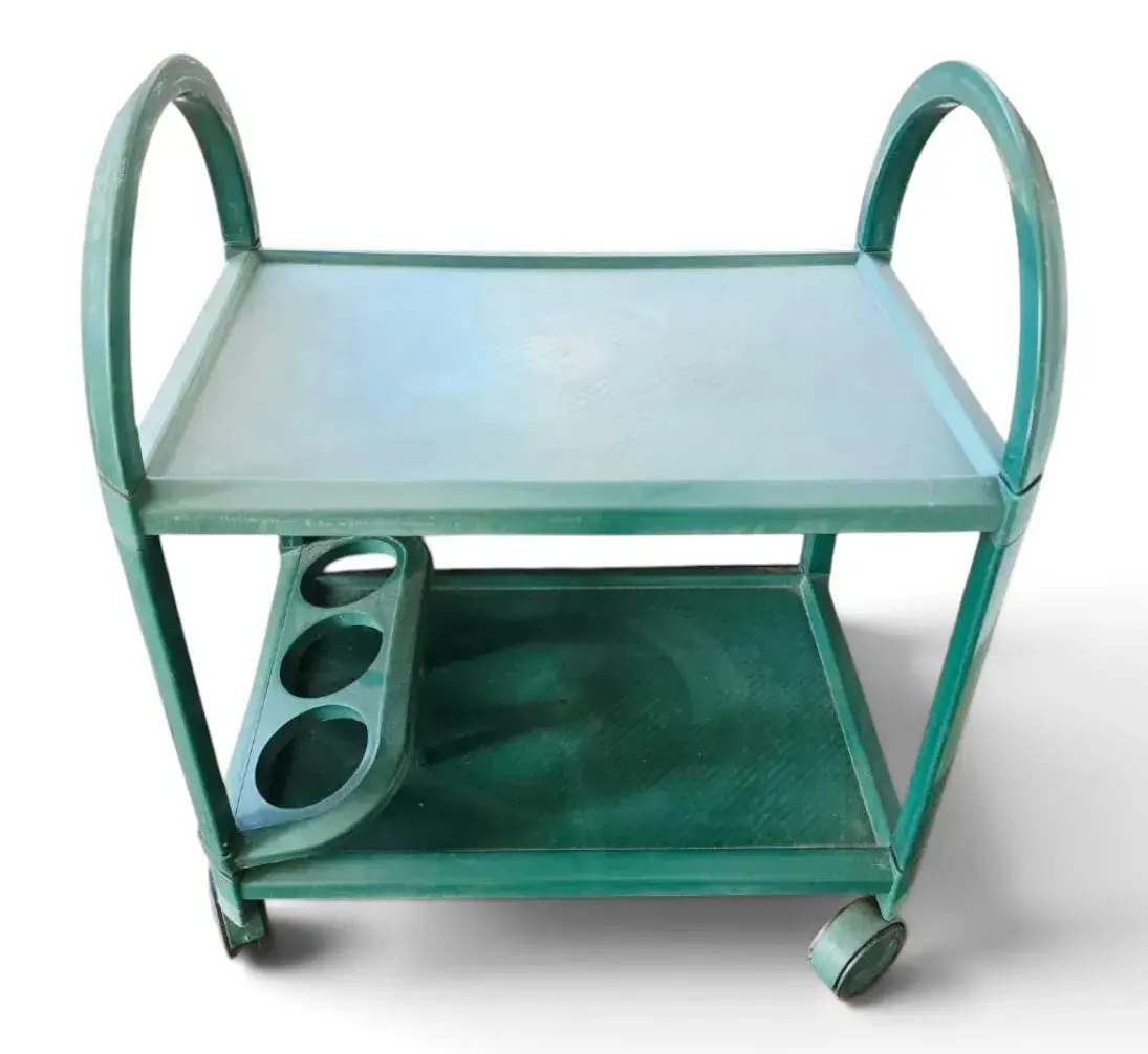 Green Plastic Rolling Outdoor Bar Cart