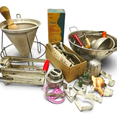 Vintage Kitchen - Food Mill, Colanders, Cookie Cutters, & More