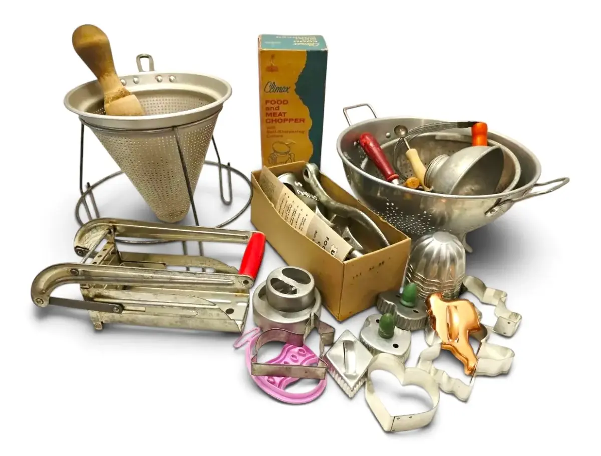Vintage Kitchen - Food Mill, Colanders, Cookie Cutters, & More