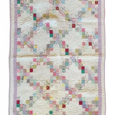 Hand-Sewn Irish Chain Patchwork Quilt (32.5" x 44”)