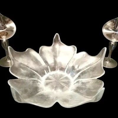 Viking Clear Glass Lotus Centerpiece Bowl & Jack in the Pulpit Vases