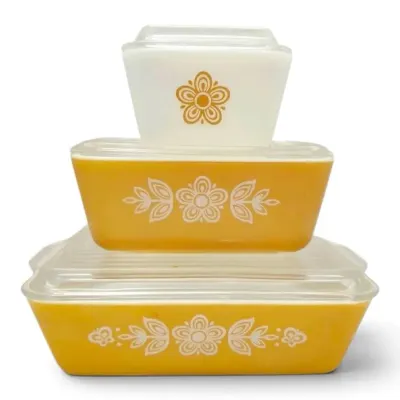 Pyrex Butterfly Gold Refrigerator & Baking Dishes - Set of 3