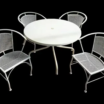 Vintage Outdoor Metal Table w/ Four Chairs