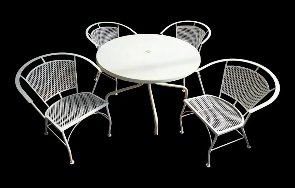 Vintage Outdoor Metal Table w/ Four Chairs
