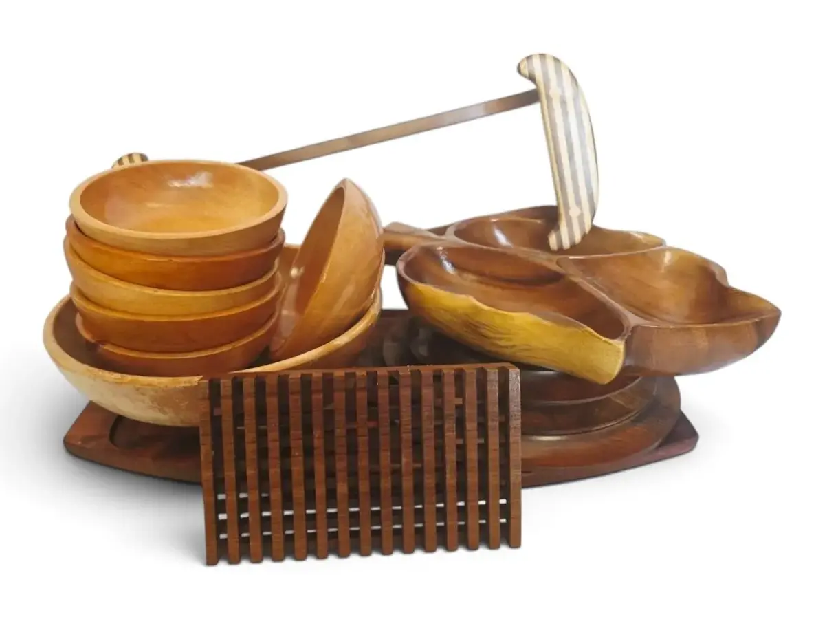Wooden Kitchen Items - Cheese Board, Bowls, Divided Leaf Dish, & More