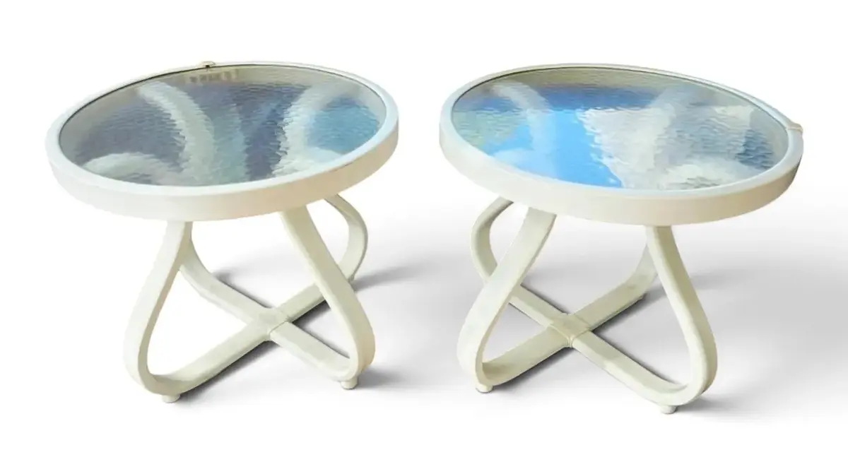 Two Glass Top Outdoor Tables