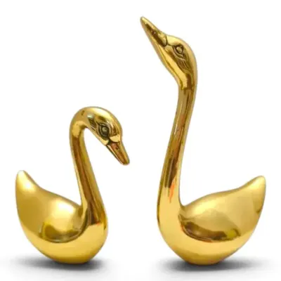 Pair of Brass Swan Figurines