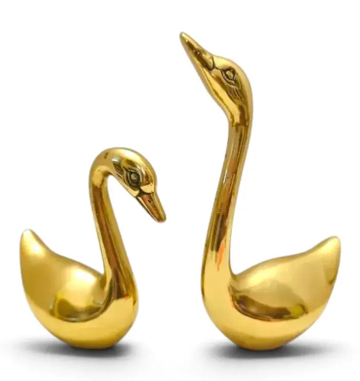 Pair of Brass Swan Figurines
