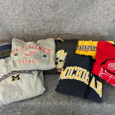 Vintage Sports Sweatshirts | Mickey, Michigan Wolverines & Detroit Red Wings | Lot Of 7
