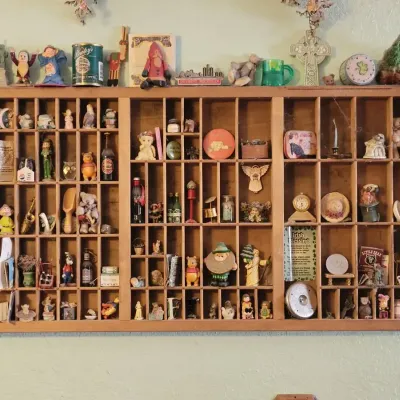 Vintage Wooden Printer’s Tray Shadow Box | Miniature Figurines & Collectibles