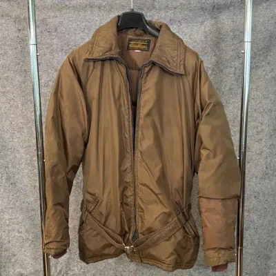 Vintage Eddie Bauer Goose Down Jacket | Brown Zip-Front Winter Coat | Size Large