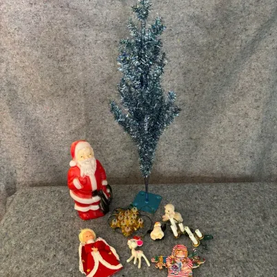 Vintage Christmas Decorations | Santa Claus, Tinsel Tree & Holiday Figurines