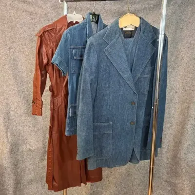 Vintage Women’s Clothing | Levi’s Denim 3-Piece Suit, Wrangler Top & Leather Trench Coat