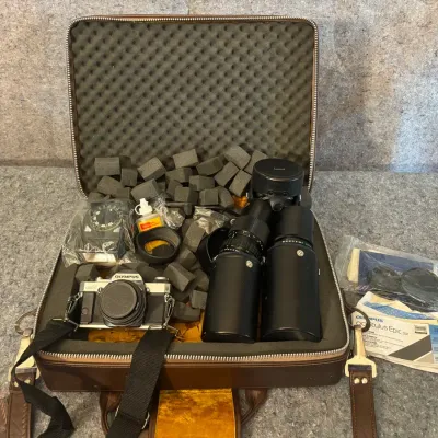 Olympus OM-G 35mm SLR Film Camera | 3 Zuiko Lenses, Flash & Carrying Case