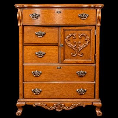 Lexington Oak Door Chest | Dresser With Carved Cabinet Door | Made In USA 