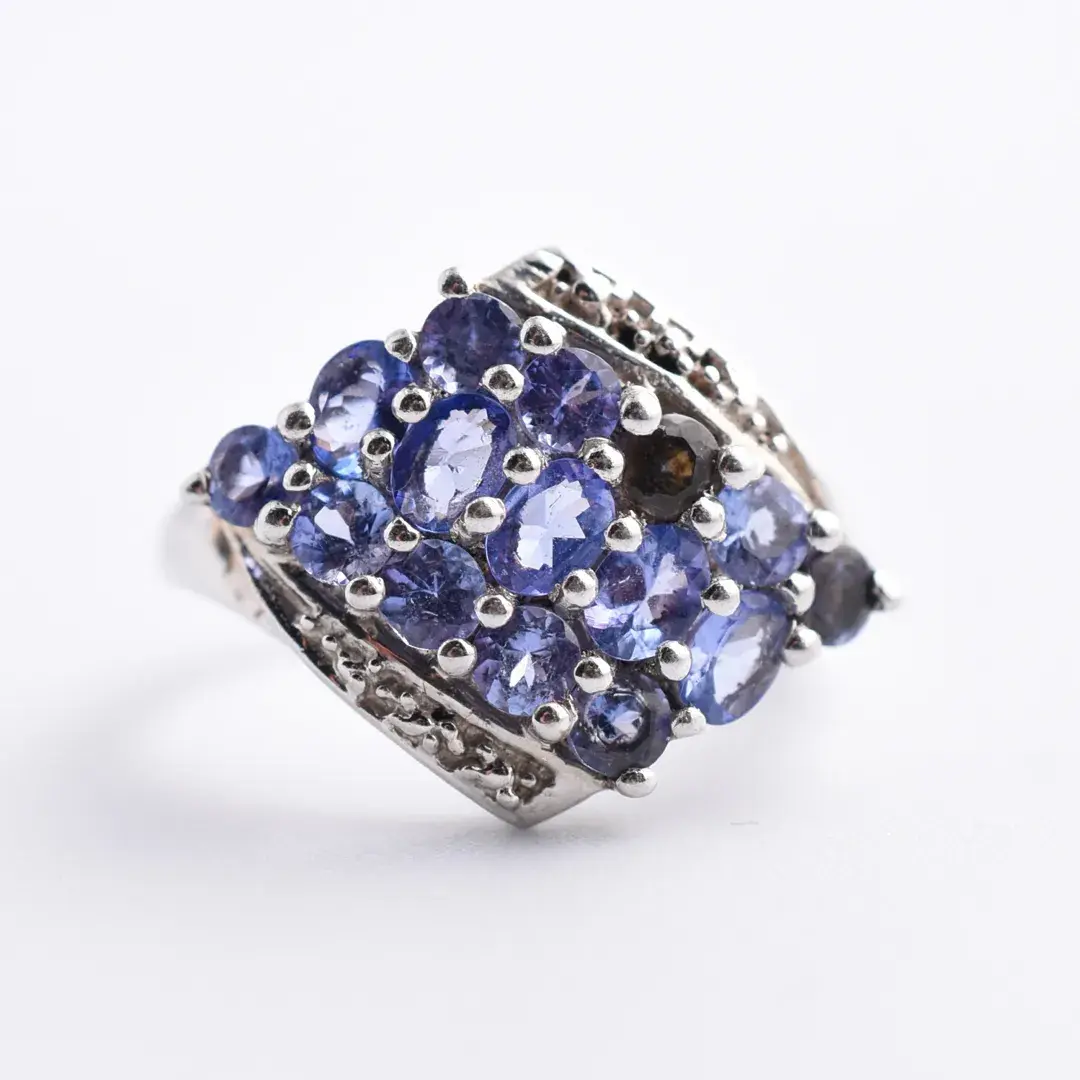 Tanzanite Sterling Silver Cluster Ring