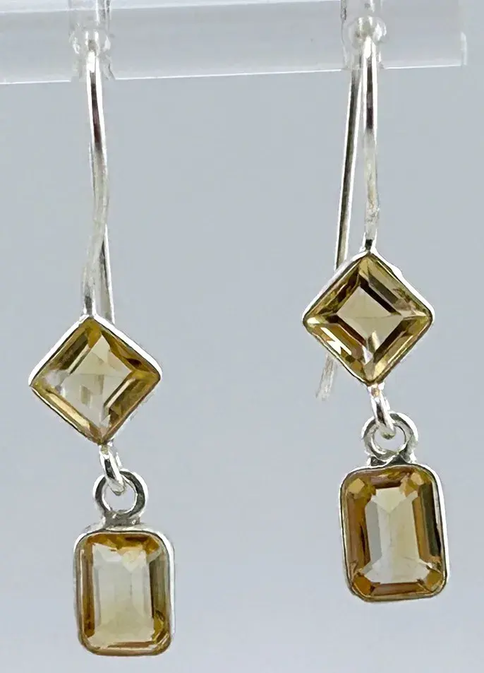 Citrine Sterling Silver Dangle Earrings 