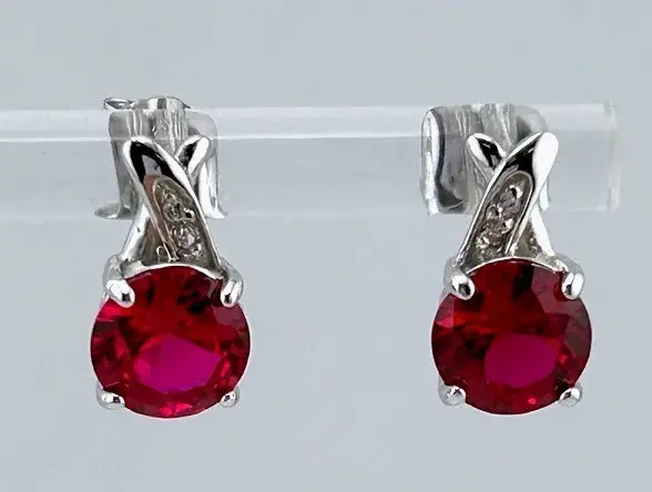 Ruby Sterling Silver Earrings