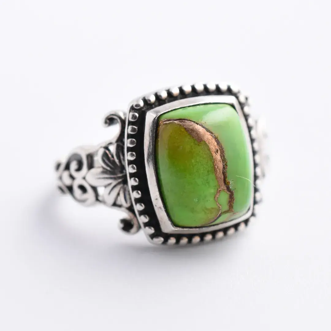 Green Turquoise Cabochon Sterling Silver Ring