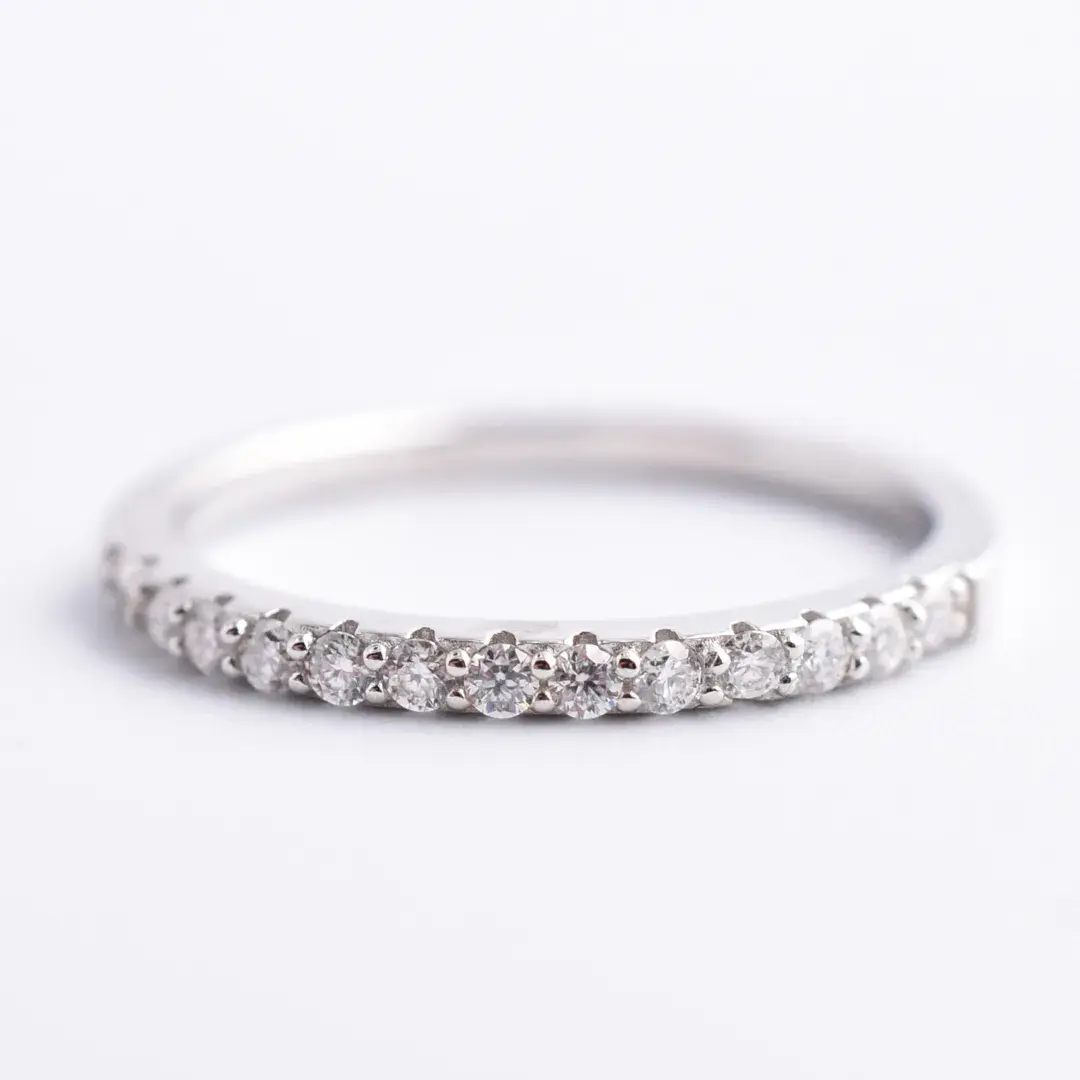 Moissanite Sterling Silver Line Ring