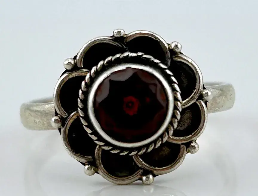 Garnet Sterling Silver Ring