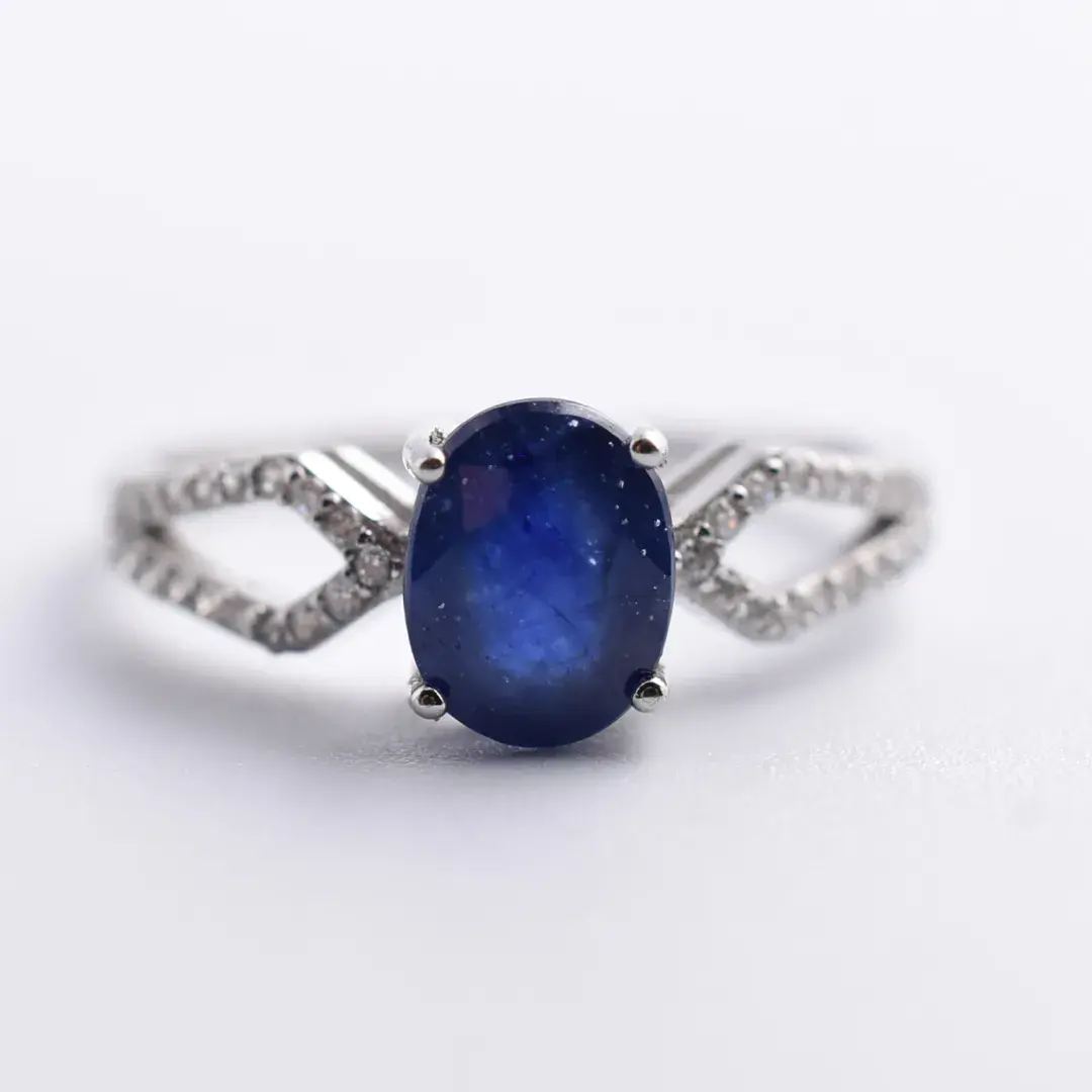 African Blue Sapphire Sterling Silver Ring