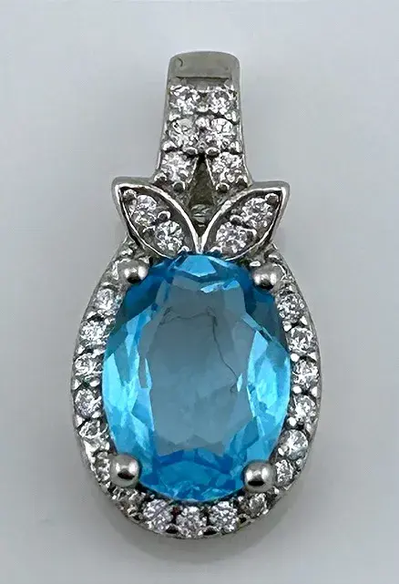 Blue Topaz Sterling Silver Pendant