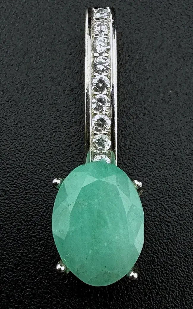 Emerald Sterling Silver Pendant 