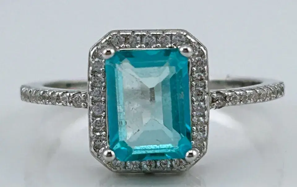 Paraiba Colored Topaz Sterling Silver Ring