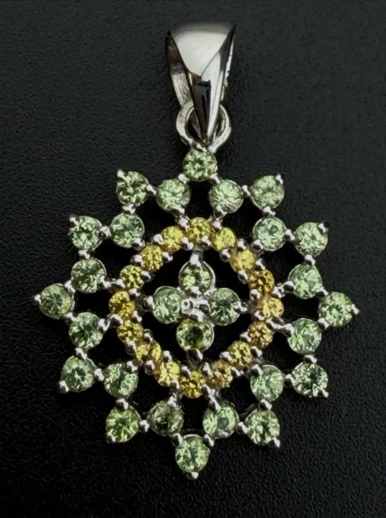 Peridot & Sapphire Sterling Silver Pendant 
