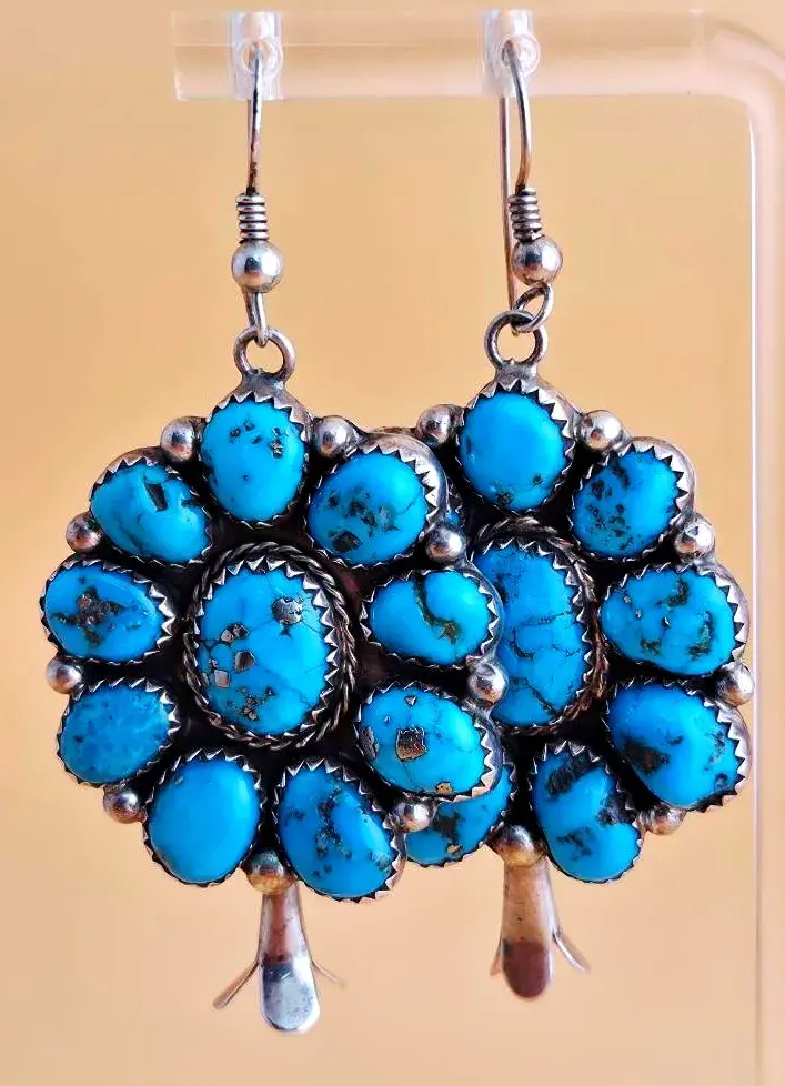Lee Bennett Turquoise Sterling Silver Dangle Earrings 