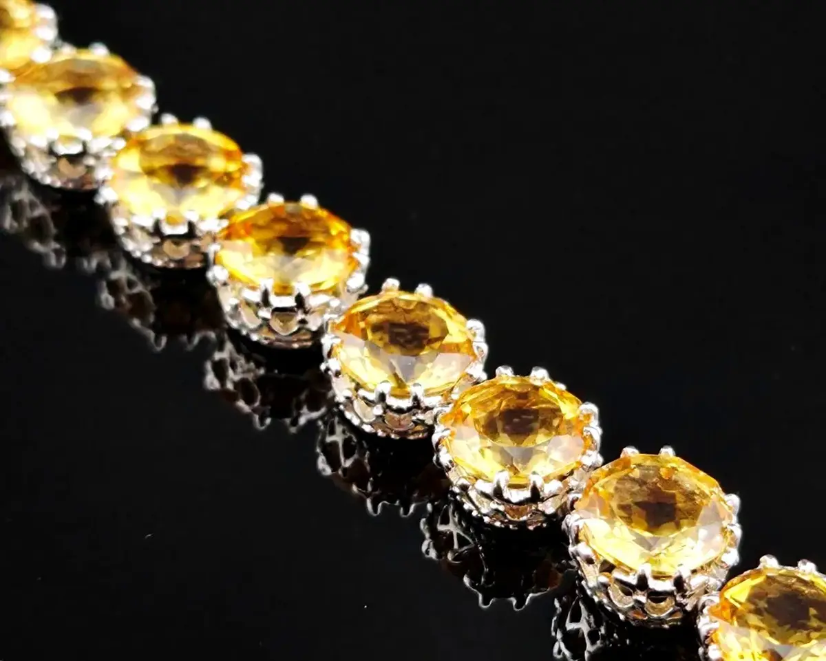 27.6ctw Citrine Sterling Silver Ornate Bracelet 