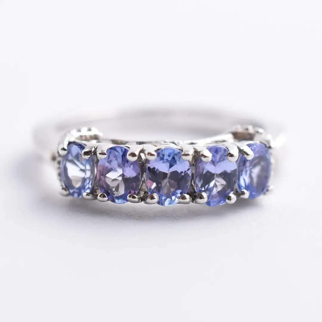 Tanzanite Sterling Silver Line Ring