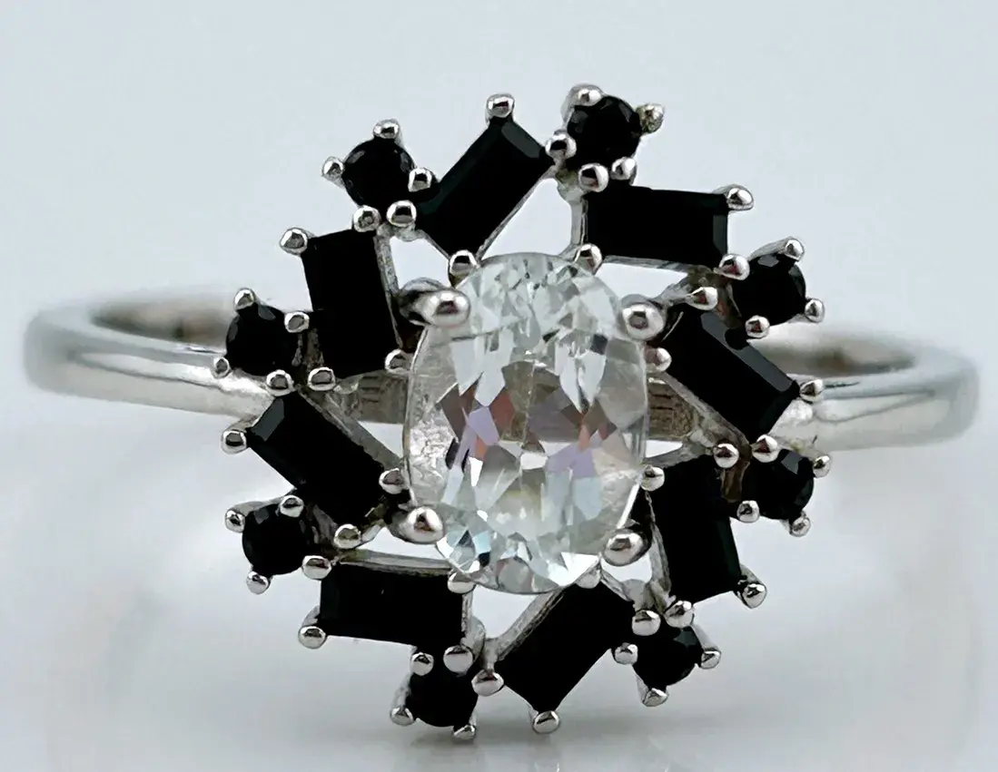 White Sapphire Sterling Silver Ring 
