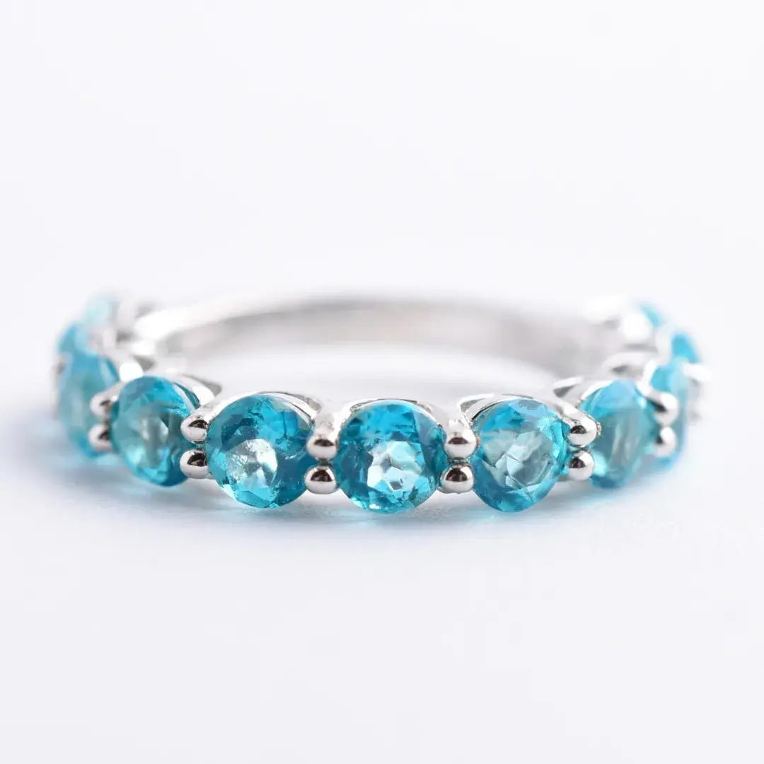 Blue Topaz Sterling Silver Line Ring