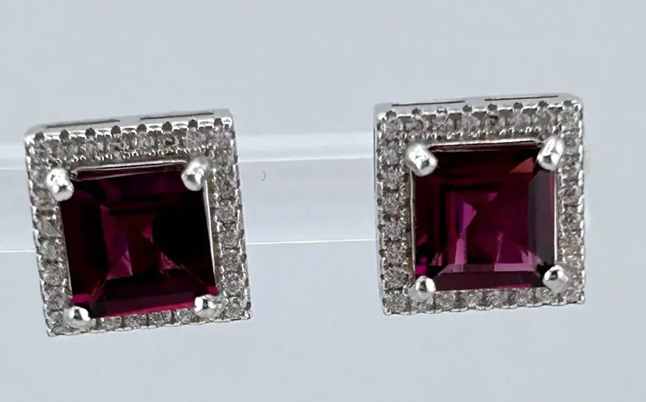Rhodolite Garnet Sterling Silver Earrings 